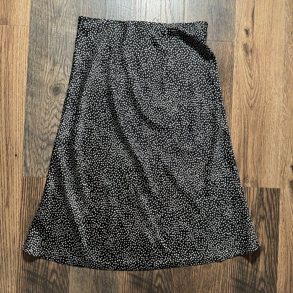 LOFT Black White Polka Dot Midi Skirt Size M EUC - Picture 3 of 3